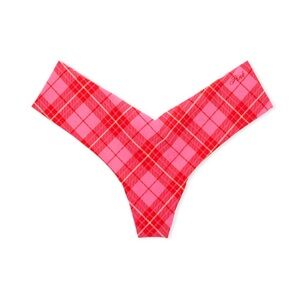 PINK No Show High Leg Plaid Thong Panty